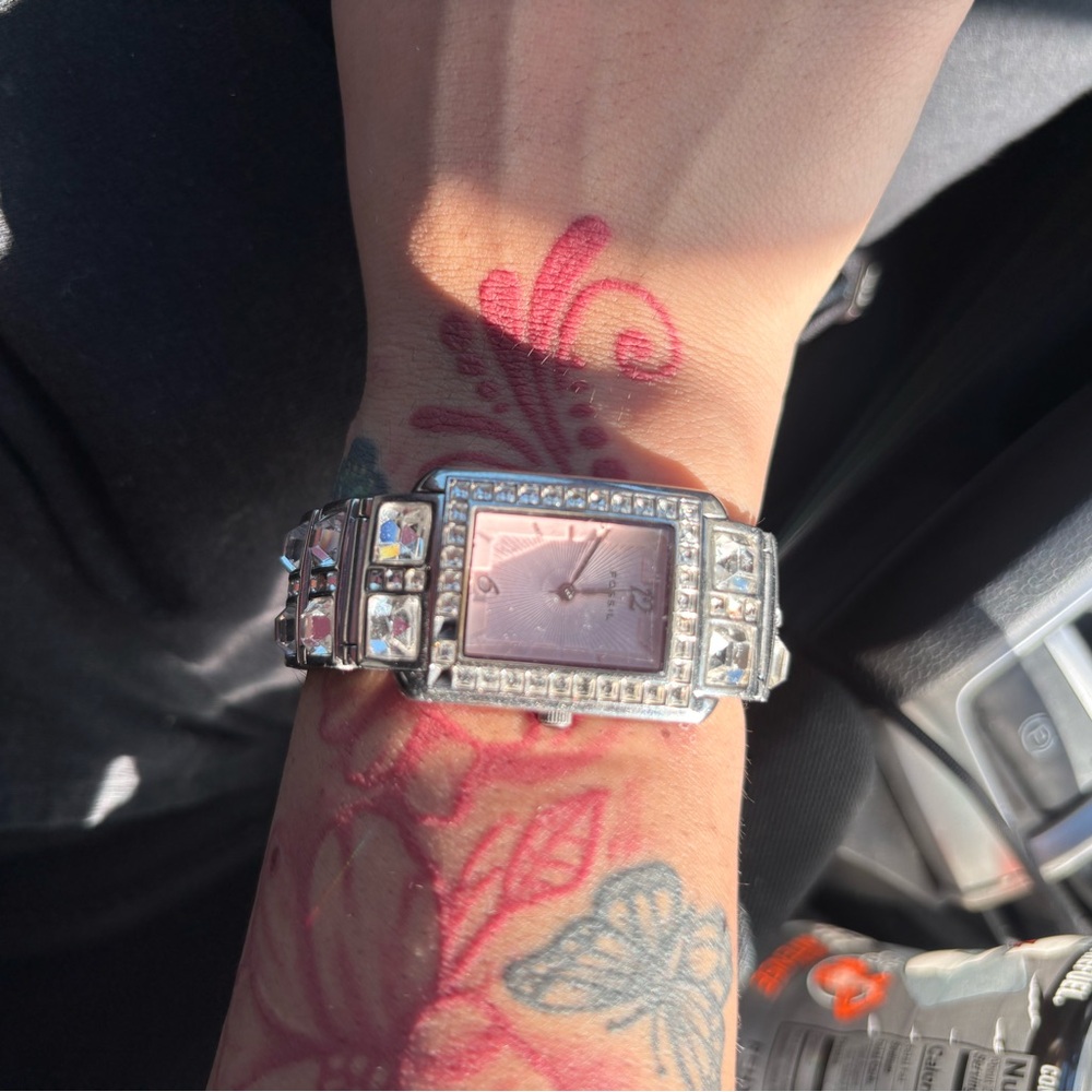 Fossil Silver Watch with Pink Dial